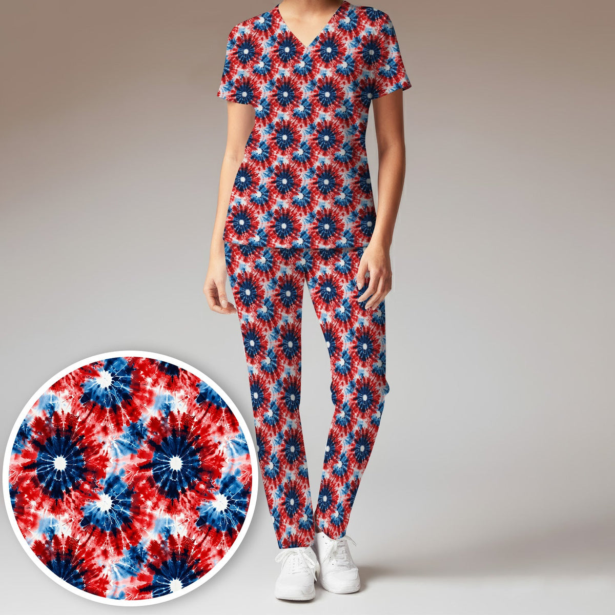 Nurse Tie Dye Firework Burst Scrub Set