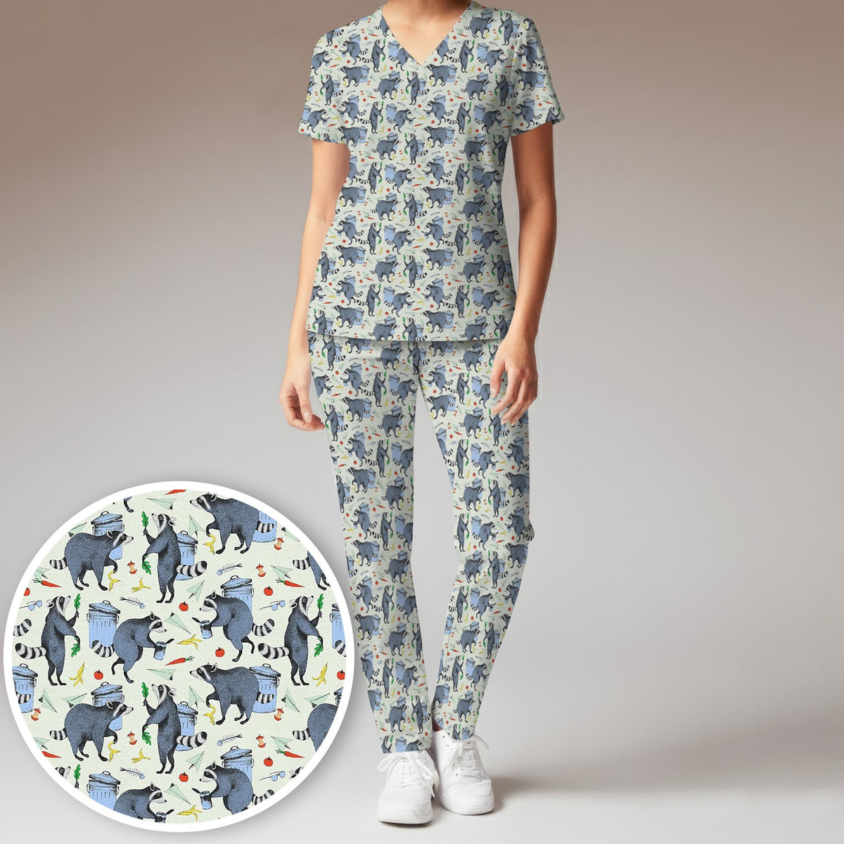 Raccoon Trash Nurse Scrub Set