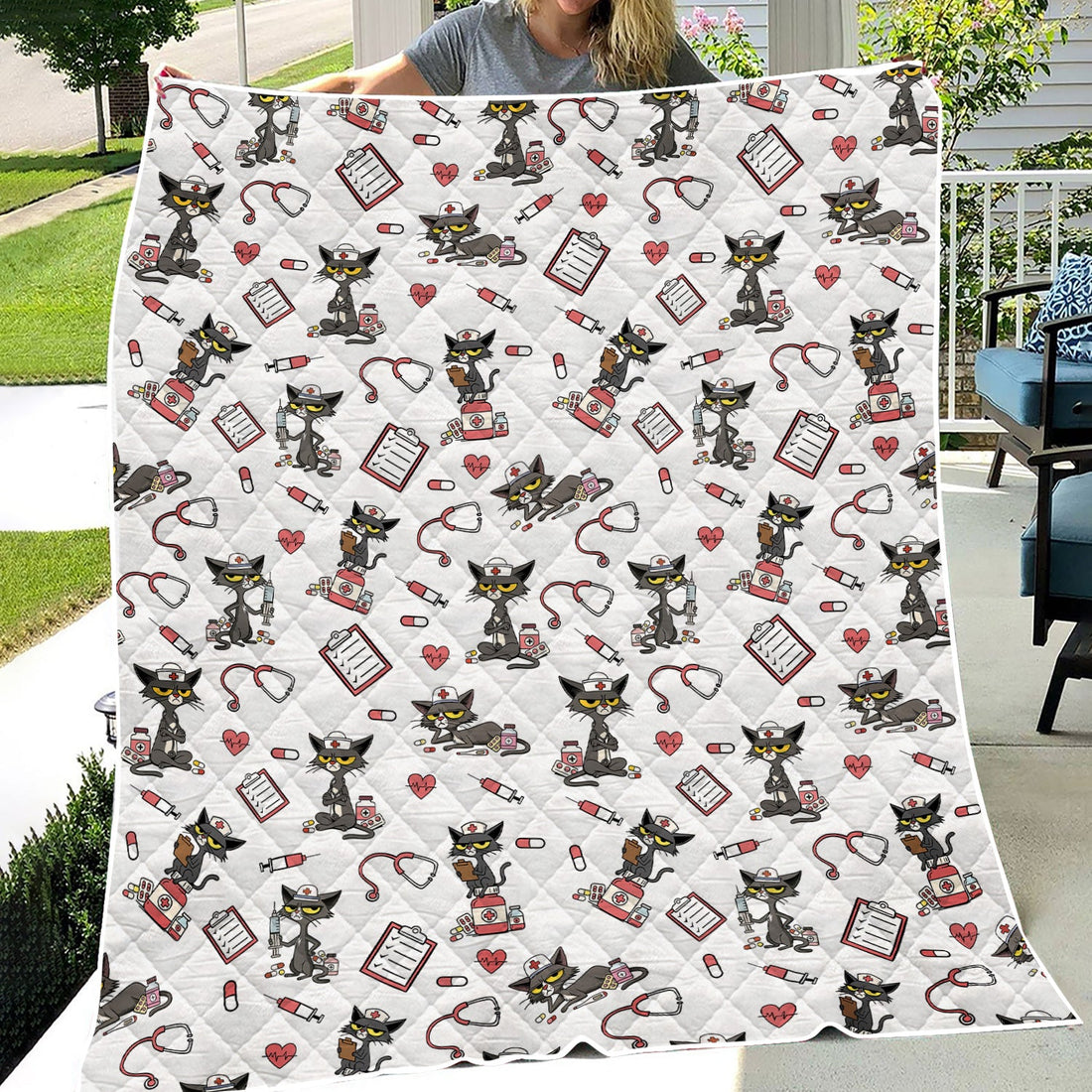 Personalized Cozy Cat Nurse Blanket