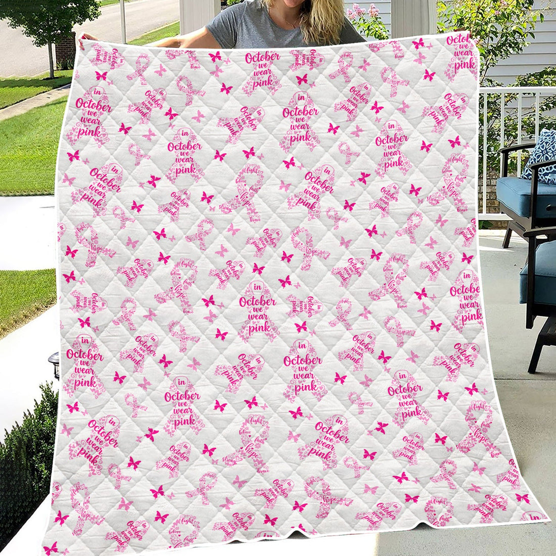 October Pink Ribbon Breast Cancer Nurse Blanket