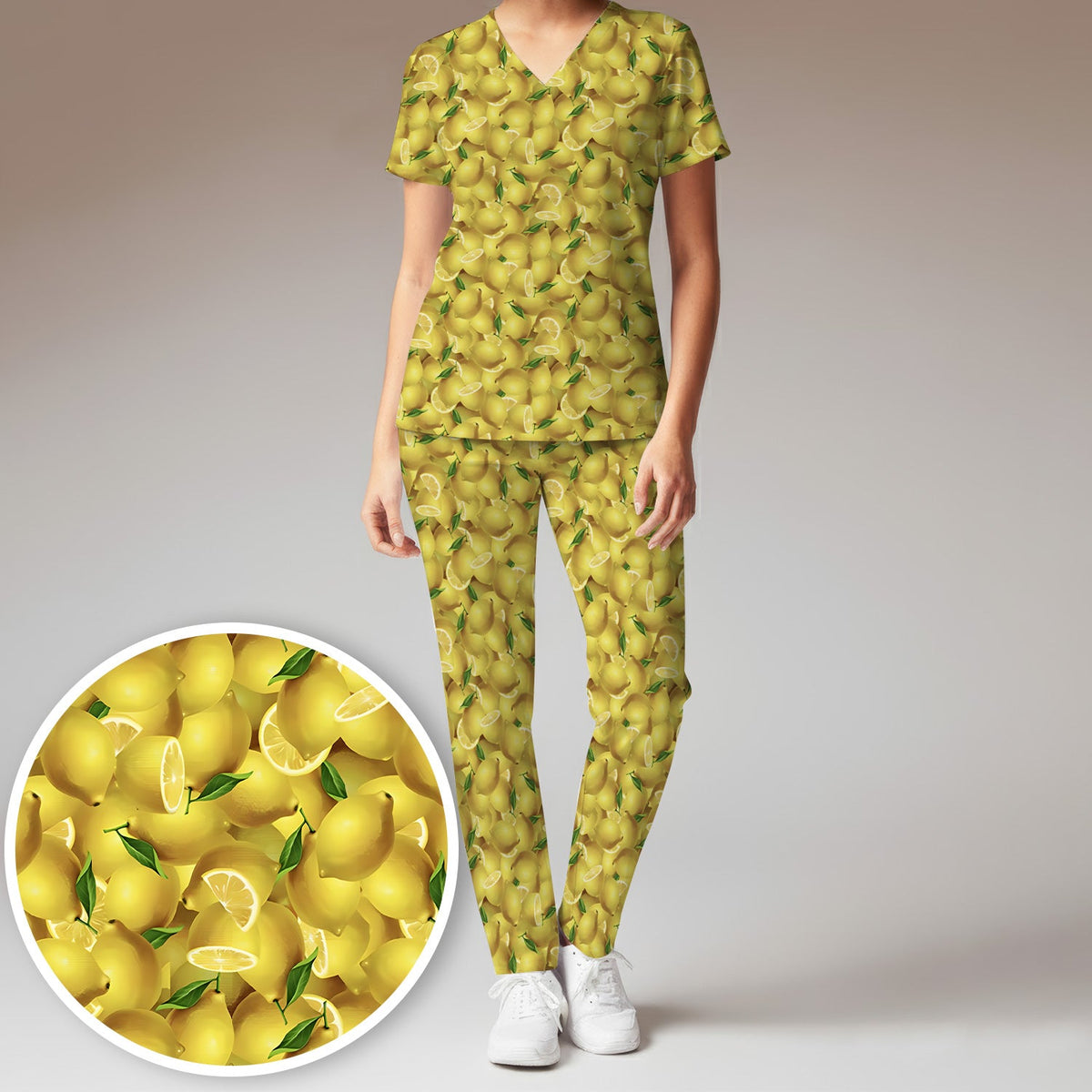 Fresh Lemon Nurse Scrub Set