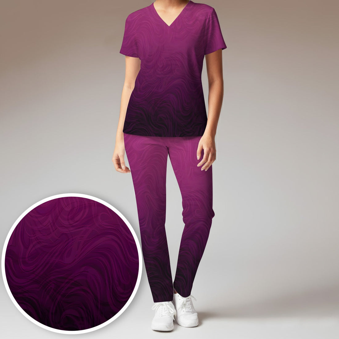Abstract Swirl Ombre Nurse Scrub Set