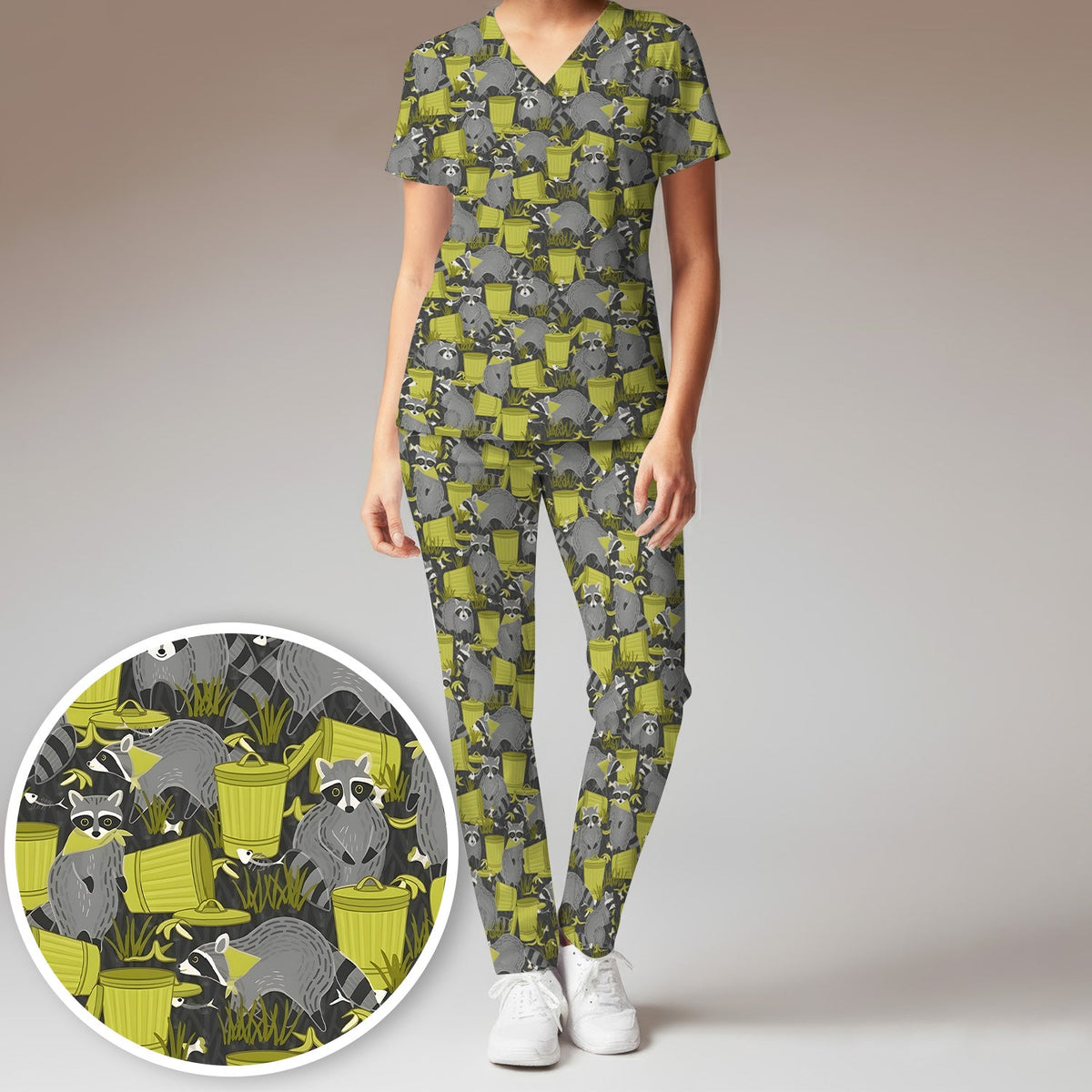 Raccoon Trash Panda Nurse Scrub Set