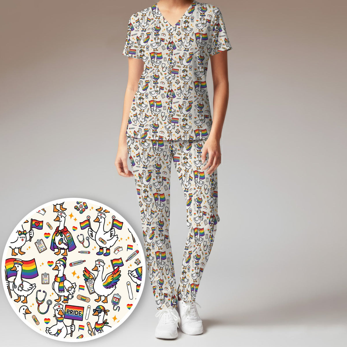 LGBT Pride Nurse Duck Scrub Set