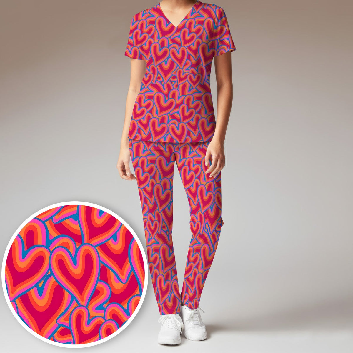 Valentine Heart Nurse Scrub Set