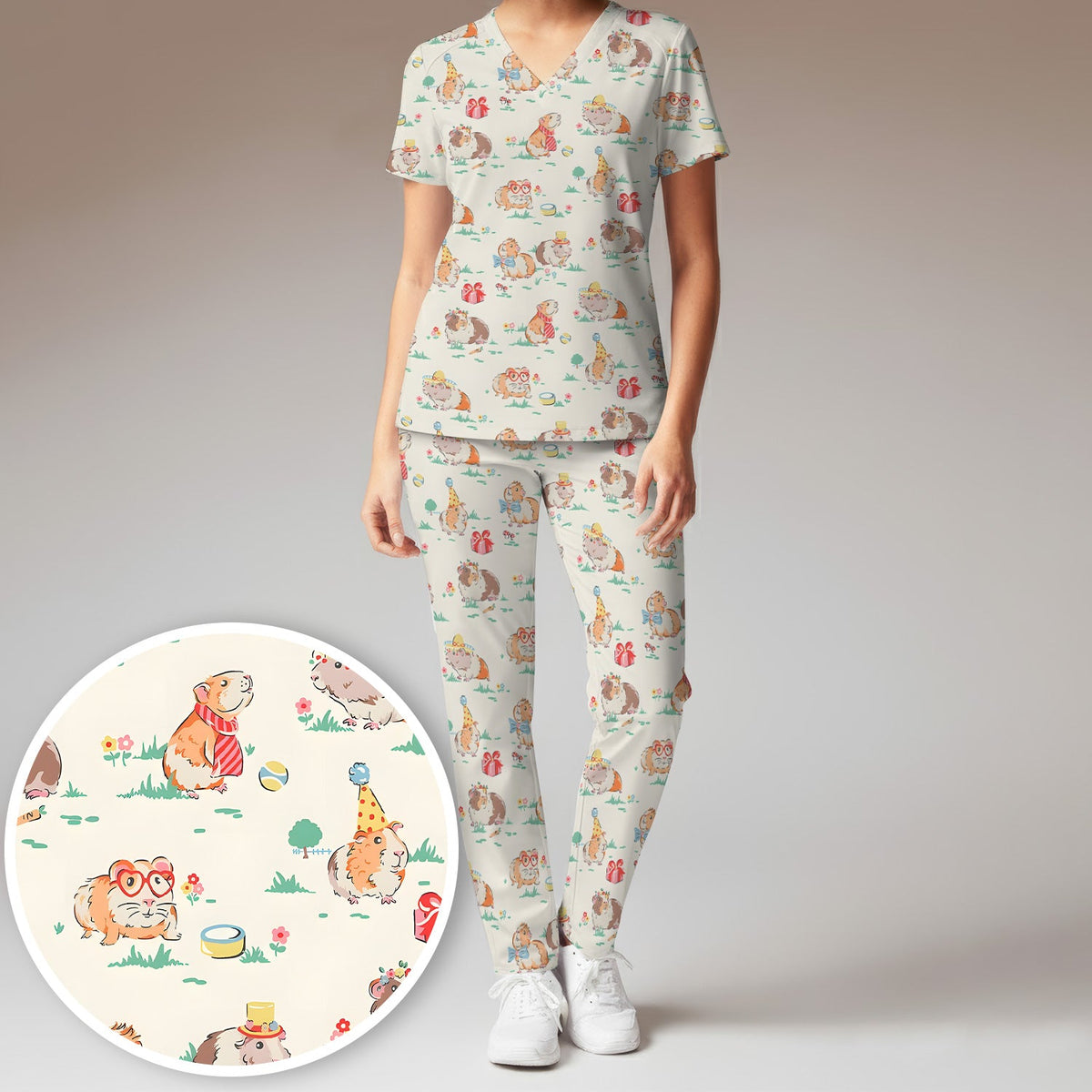 Guinea Pig Party Nurse Scrub Set