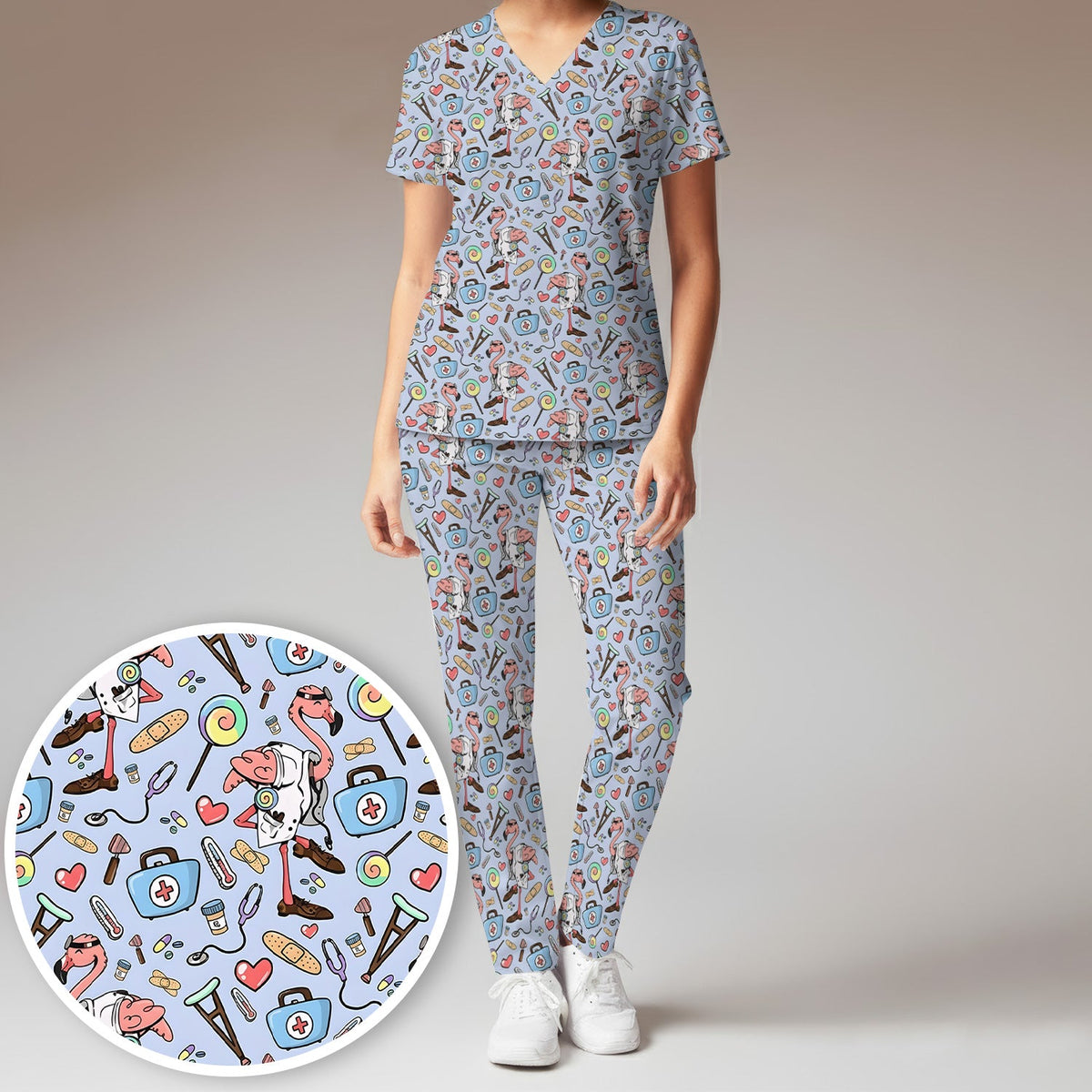 Flamingo Medical Nurse Scrub Set