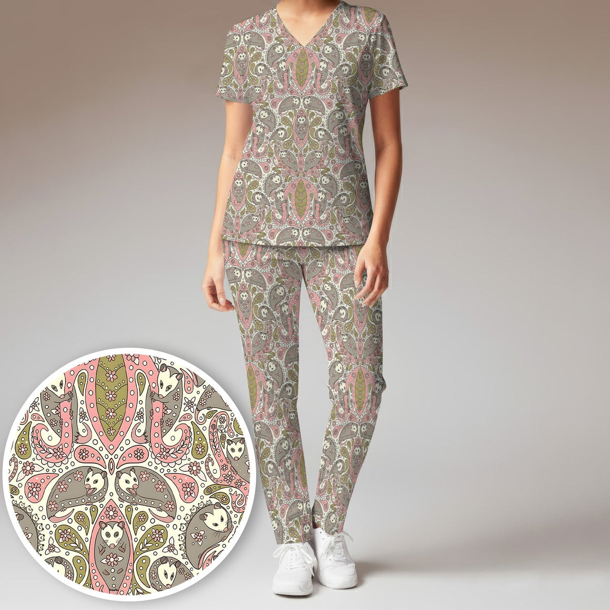 Opossum Paisley Nurse Scrub Set