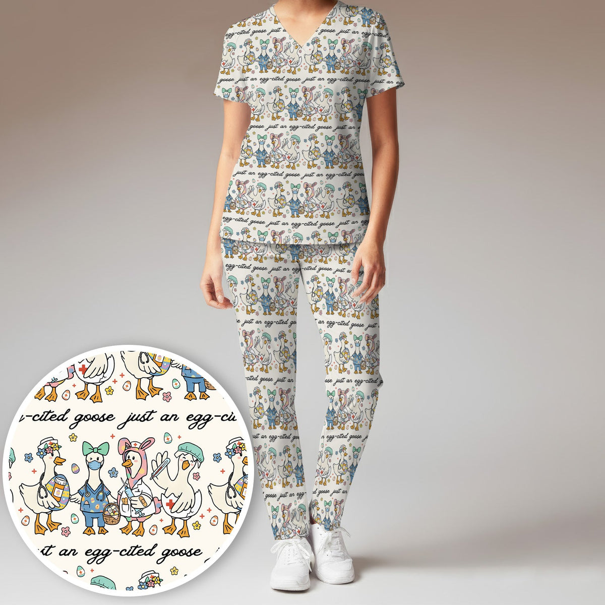 Easter Goose Nurse Scrub Set