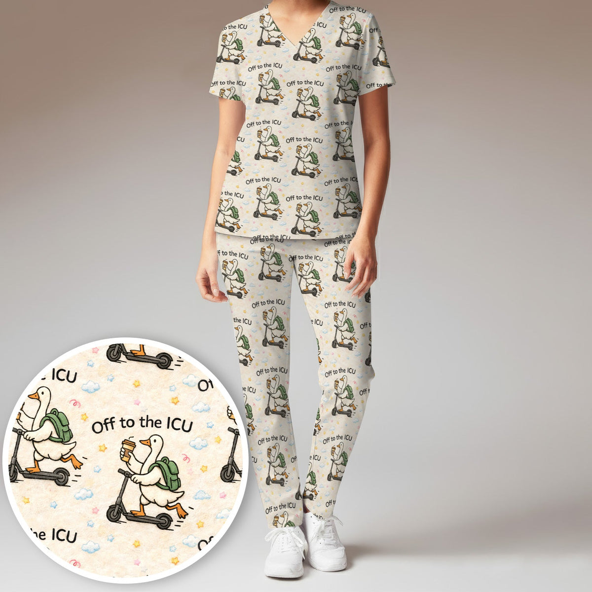 Goose Off To ICU Nurse Scrub Set
