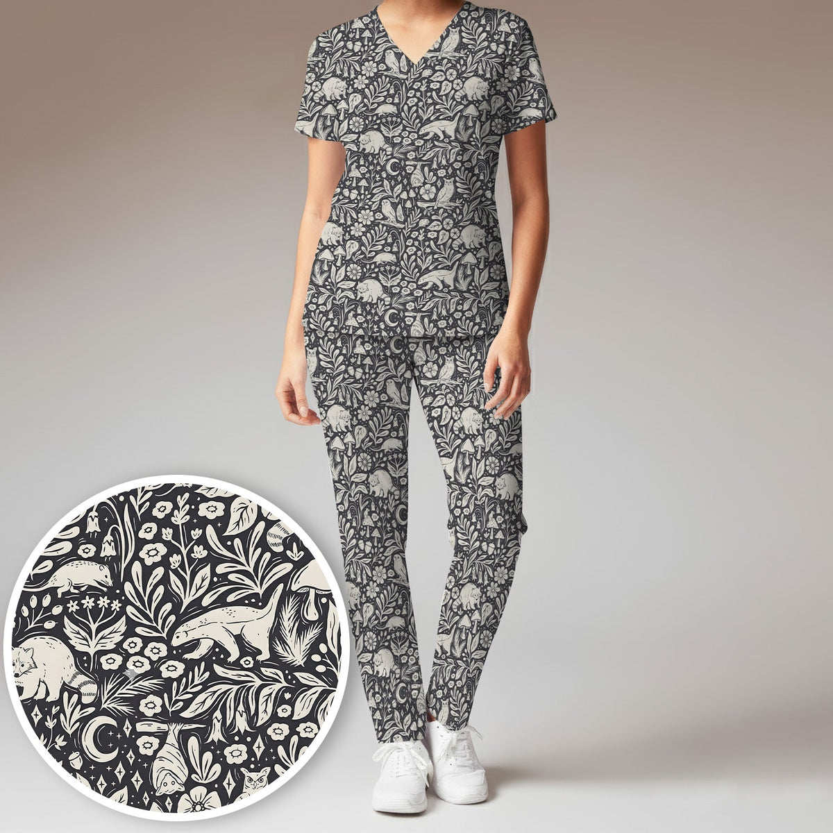 Woodland Animal Forest Nurse Scrub Set