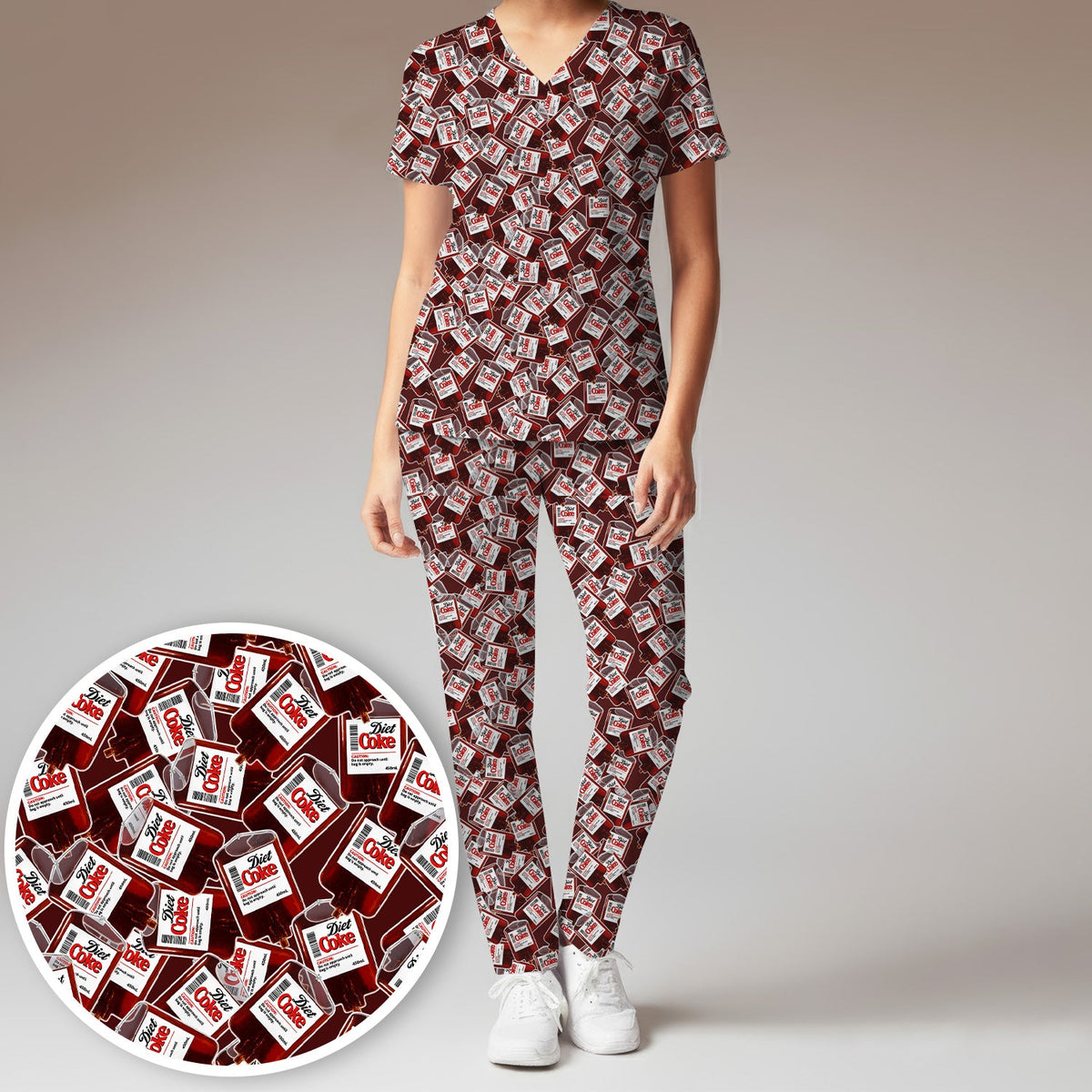 Soda Lover Retro Drink Nurse Scrub Set