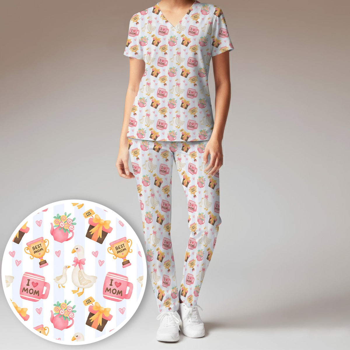 Sweet Nurse Mom Goose Trophy Scrub Set