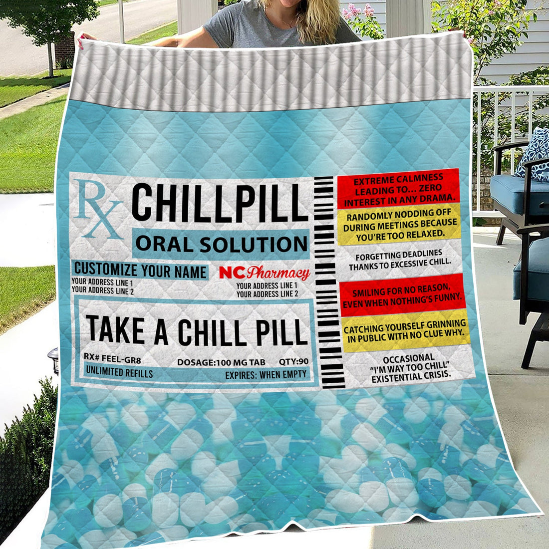 Personalized Chill Pill Prescription Nurse Blanket