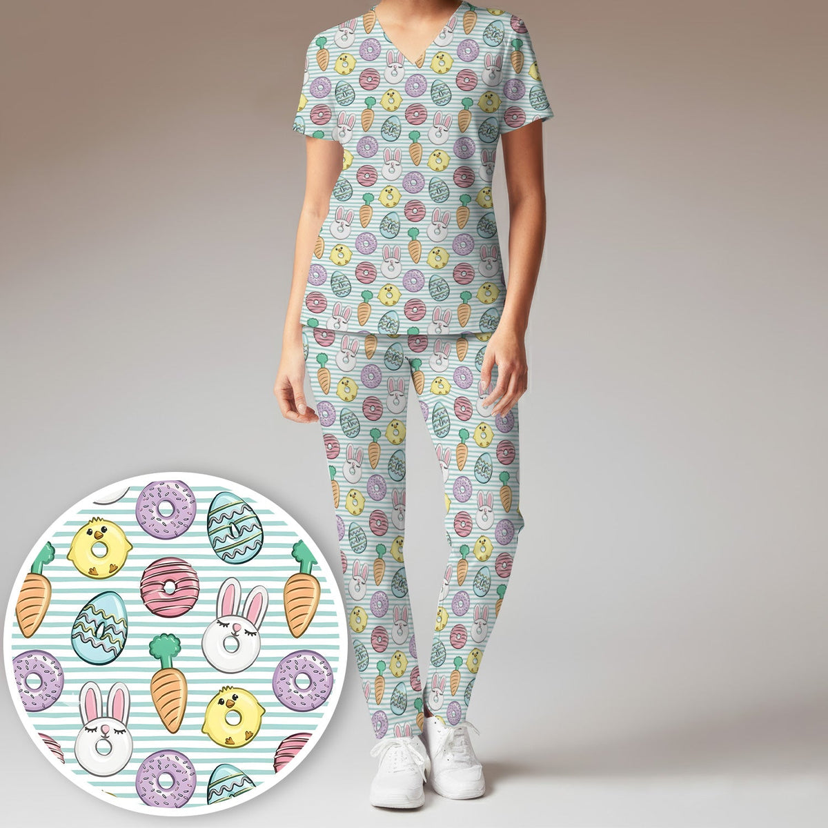 Chick Bunny Nurse Scrub Set - Easter Gift