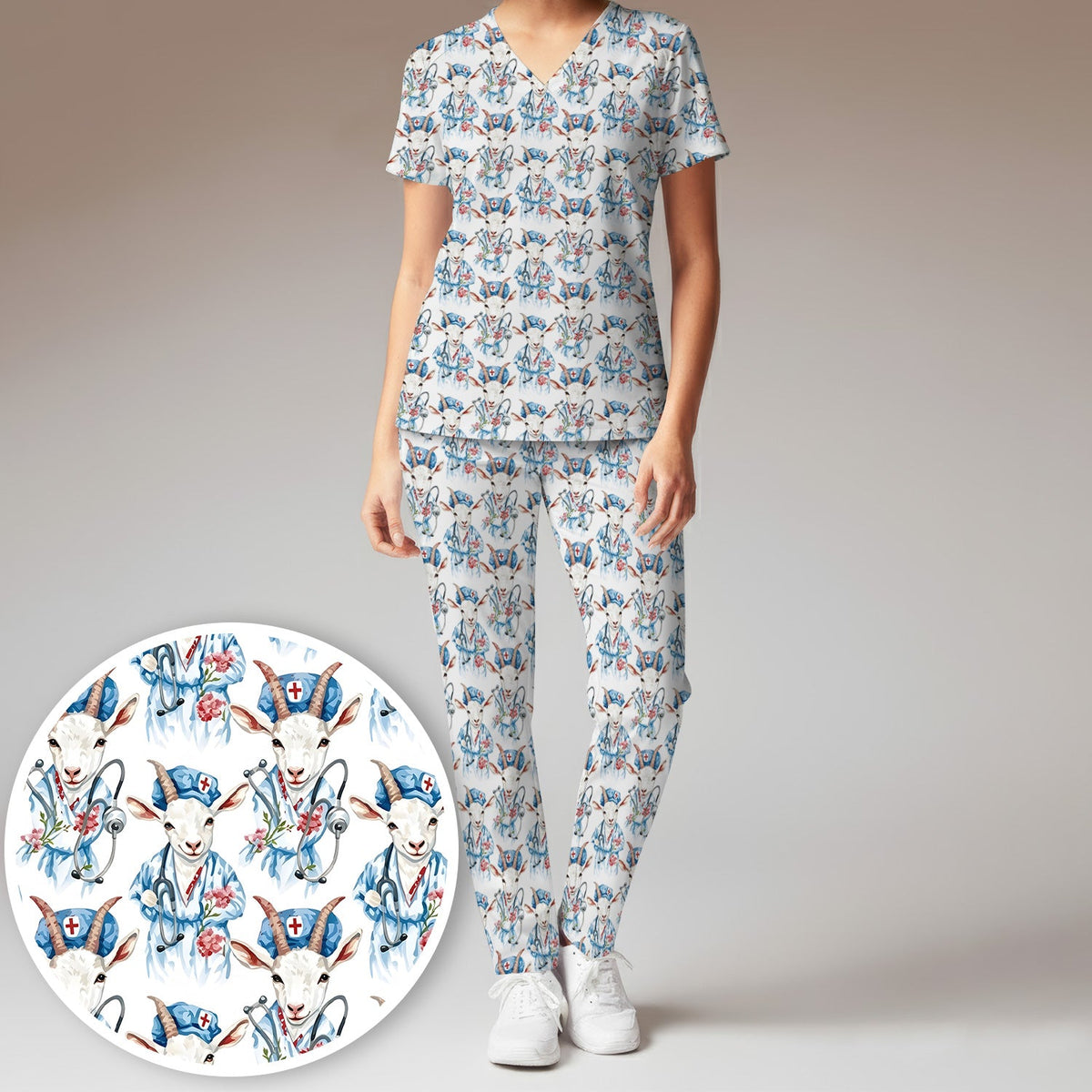 Goat Lover Nurse Scrub Set
