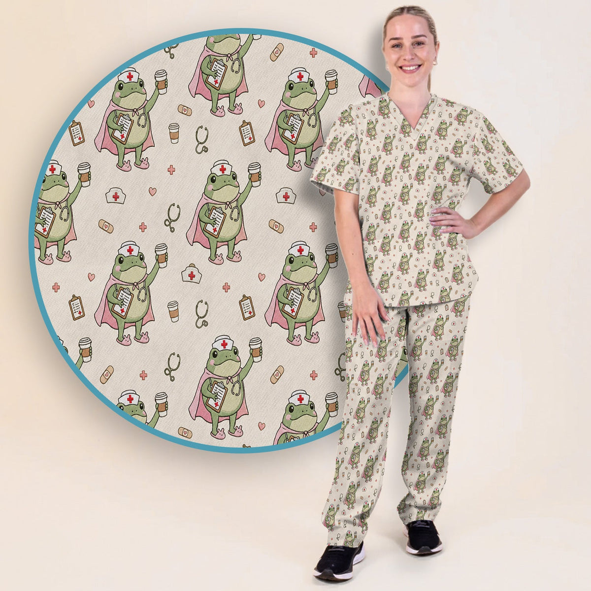 Super Nurse Frog Scrub Set