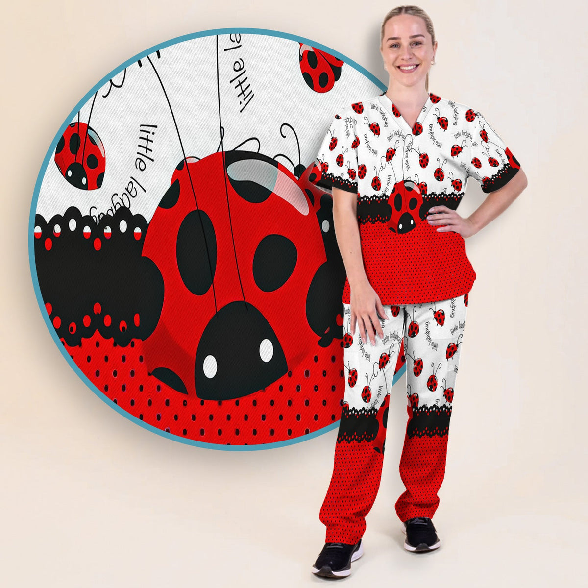 Little Ladybug Polka Dot Nurse Scrub Set