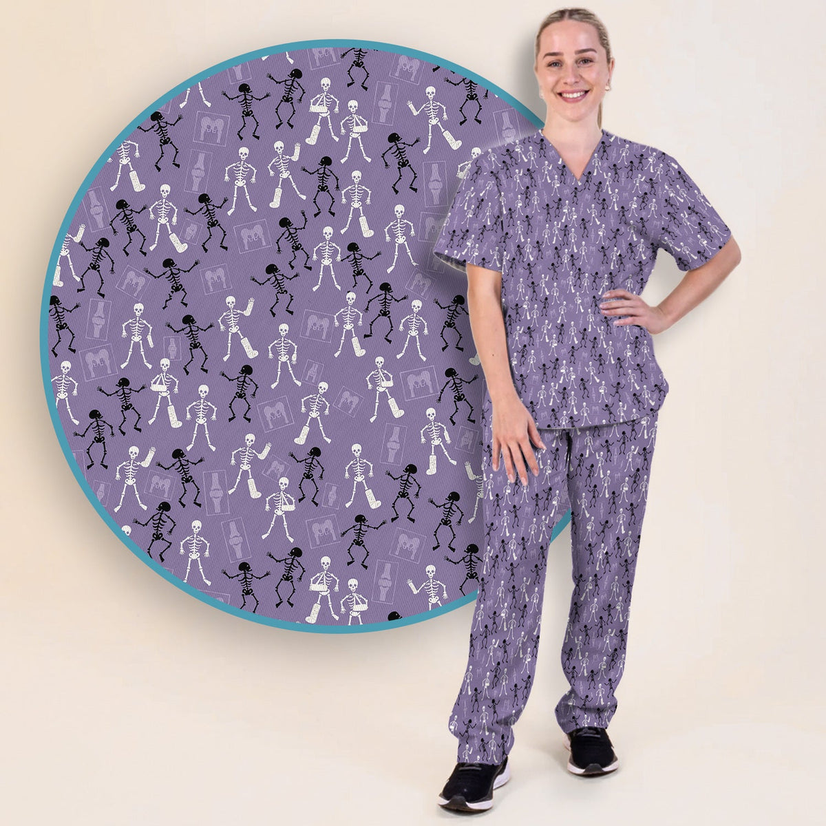 Orthopedic Skeleton Nurse Scrub Set - Halloween Gift