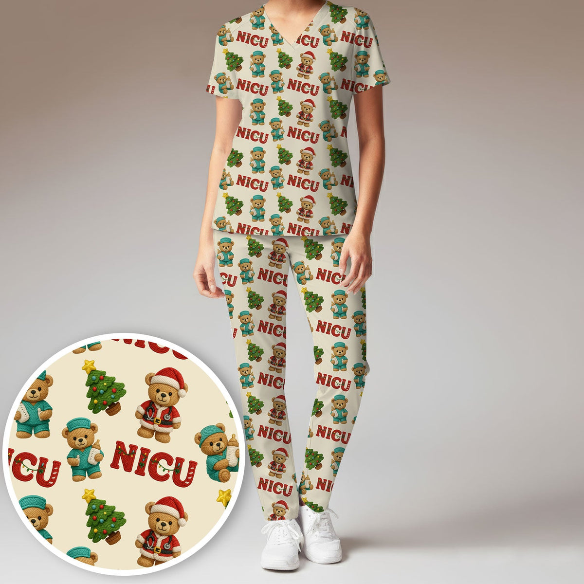 NICU Nurse Teddy Bear Scrub Set - Christmas Gift