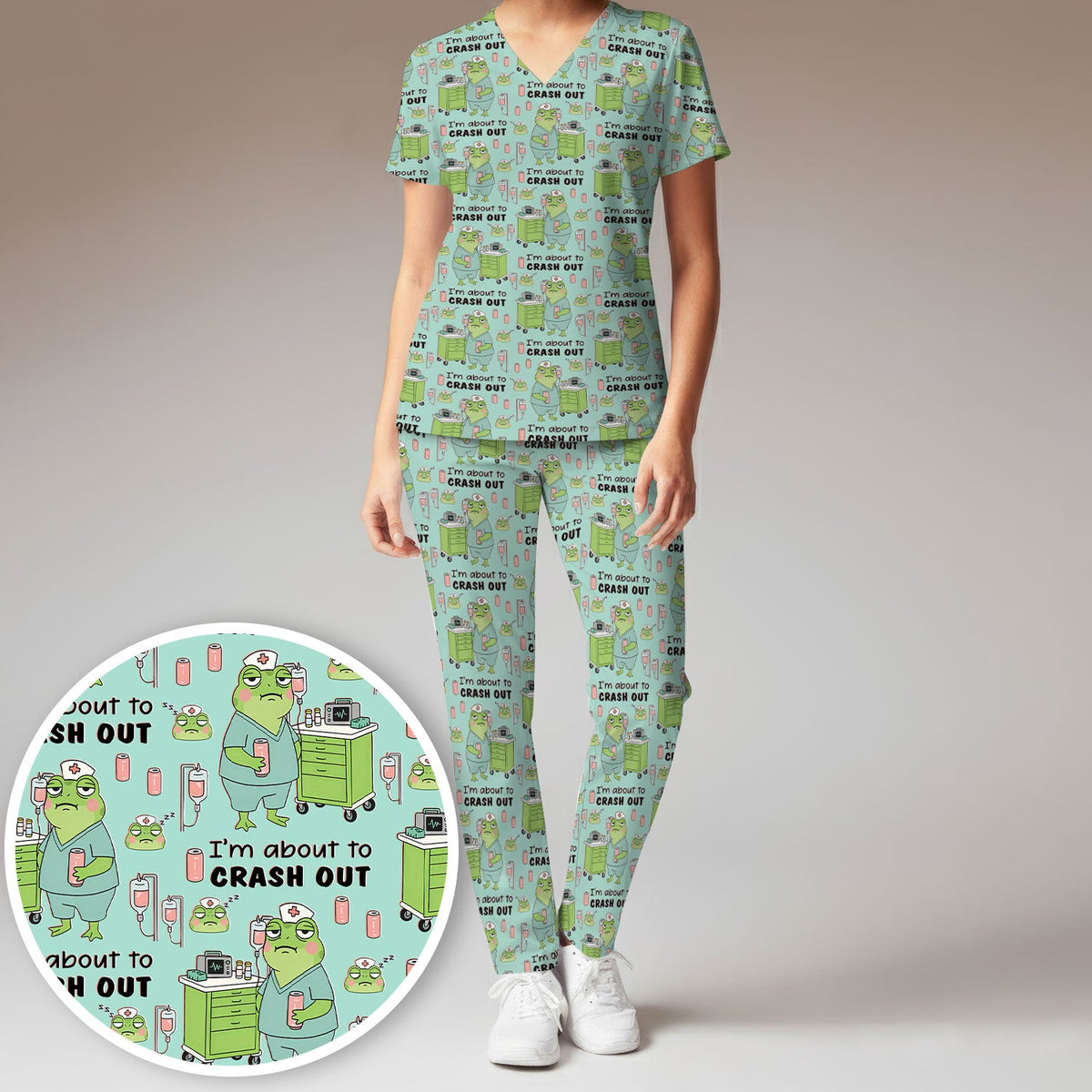 Crash Out Frog Nurse Scrub Set