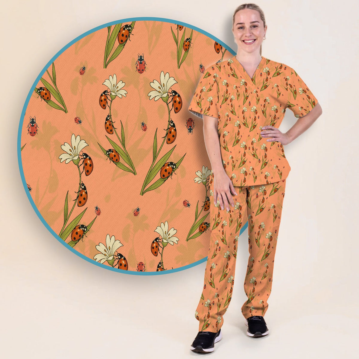 Fresh Daisy Ladybug Garden Nurse Scrub Set