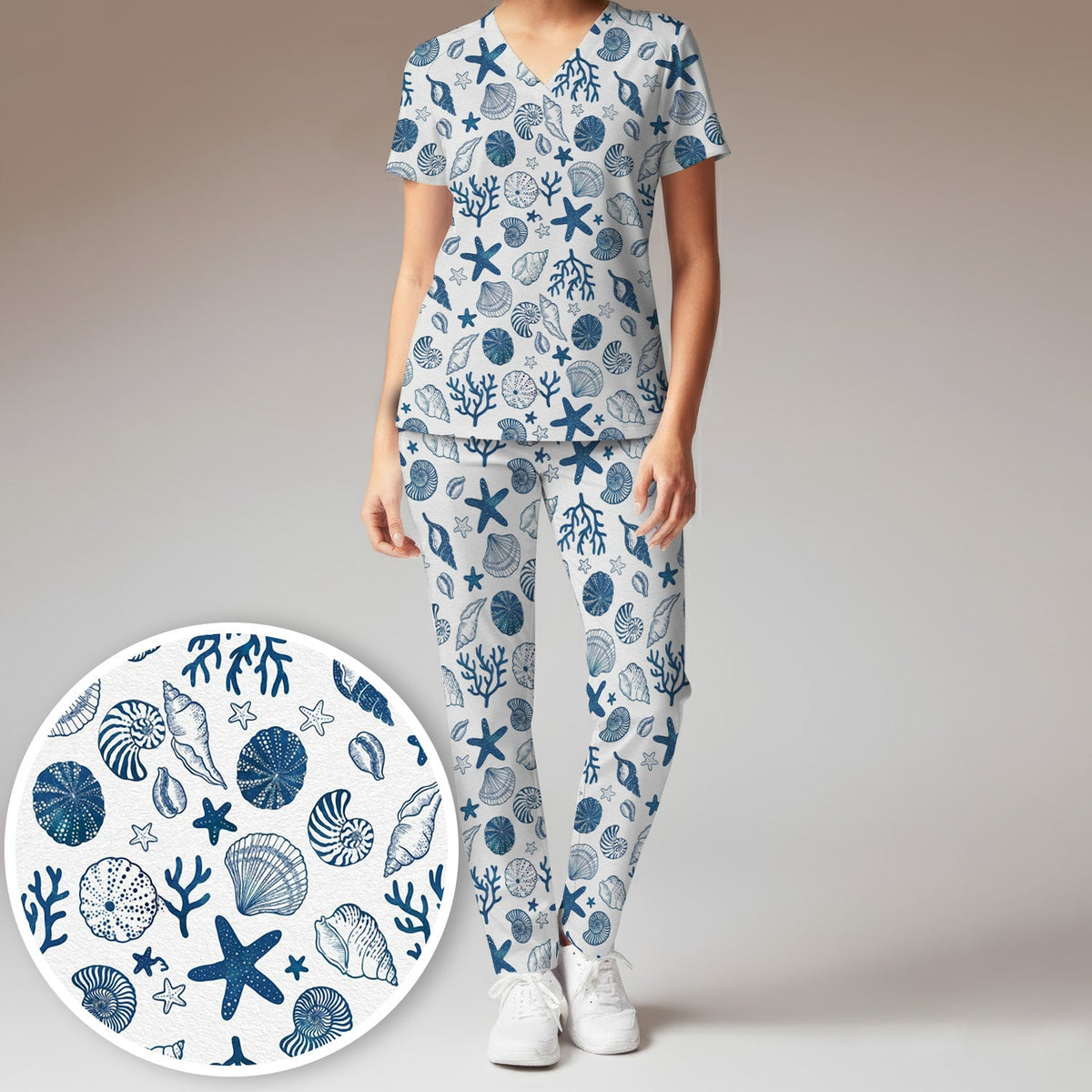 Ocean Shell Starfish Nurse Scrub Set