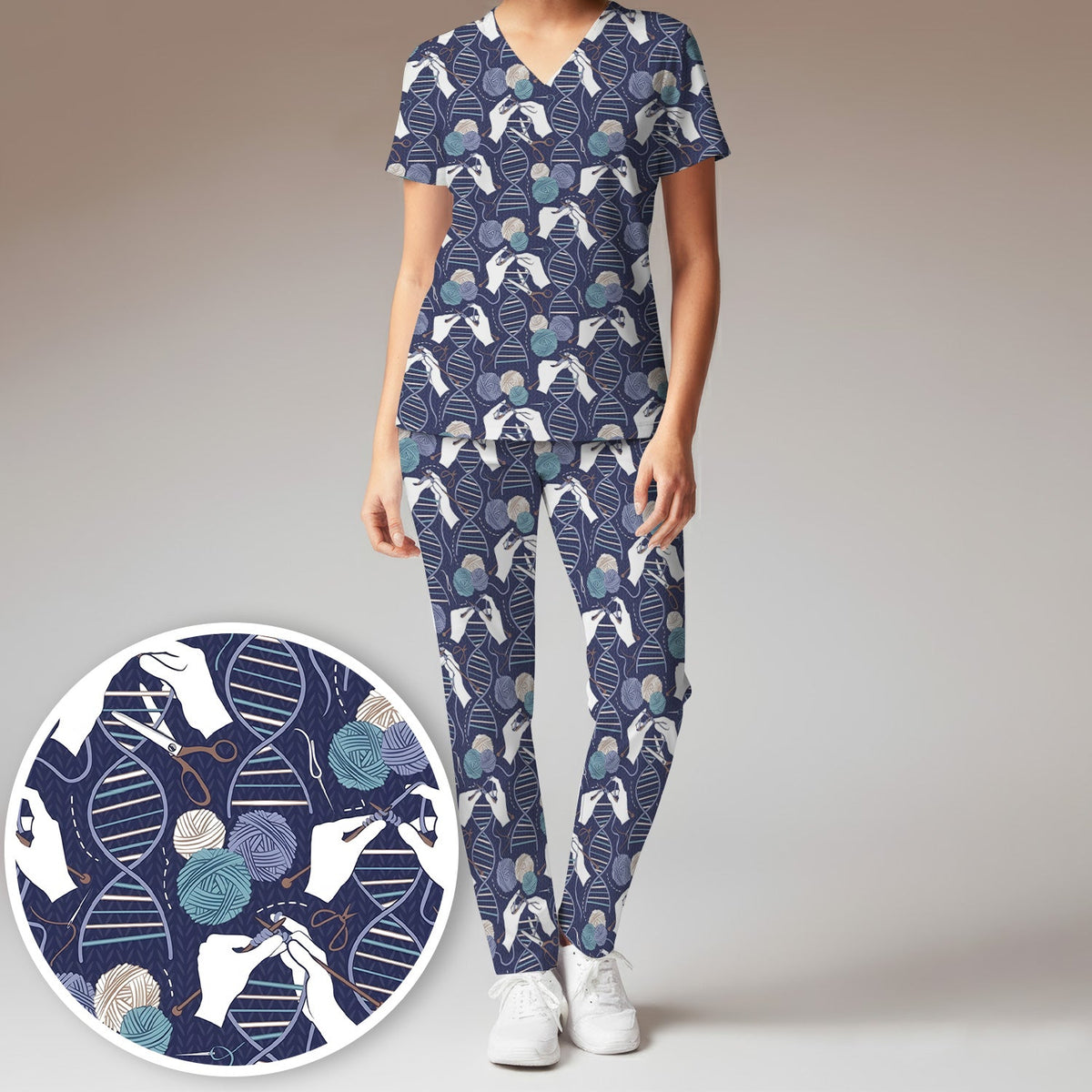DNA Helix Yarn Nurse Scrub Set