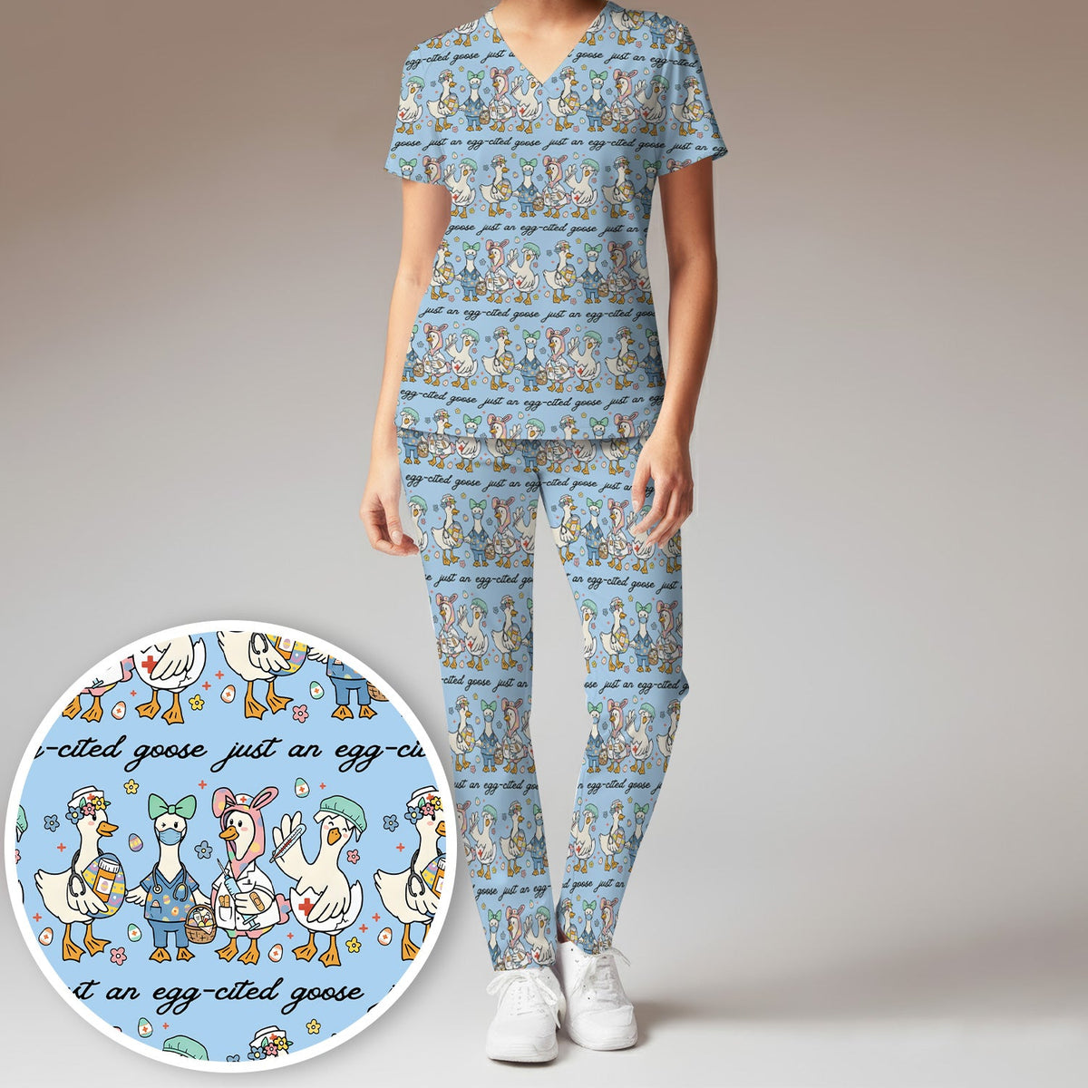 Easter Goose Nurse Scrub Set