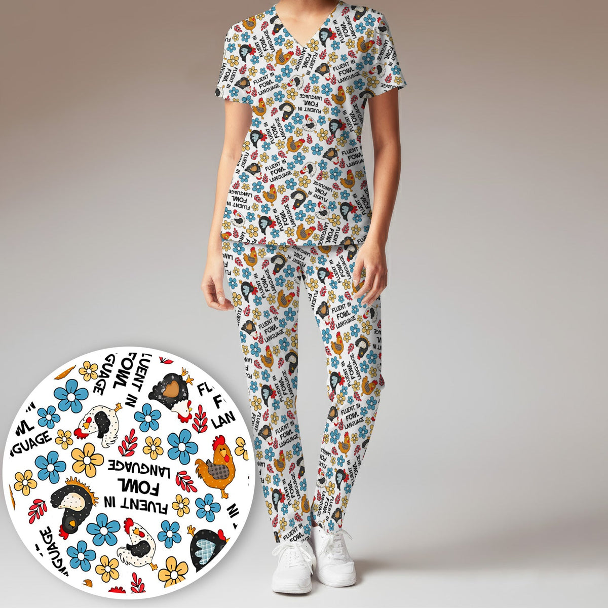 Fluent In Fowl Language Nurse Scrub Set