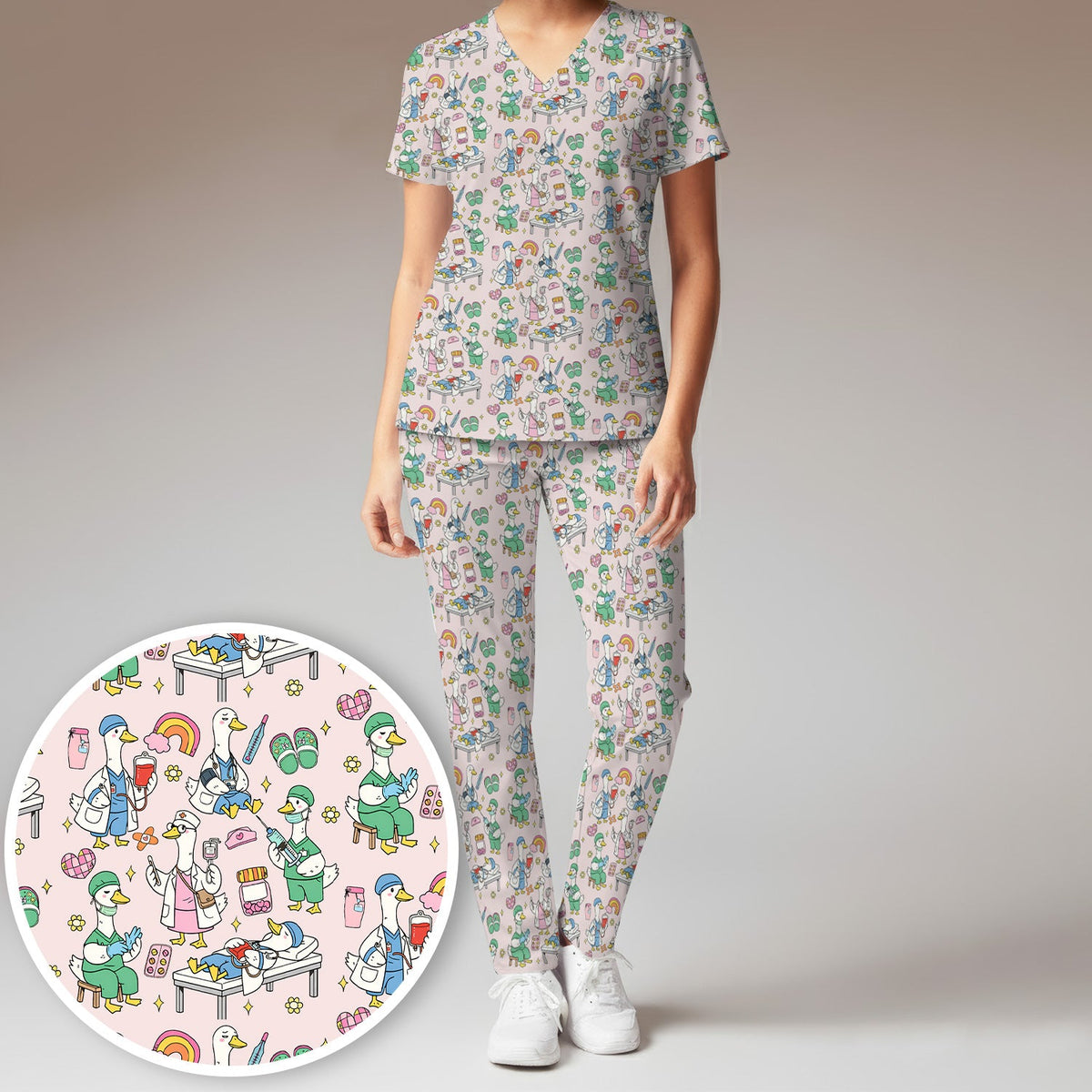 Duck Medical Doodle Nurse Scrub Set