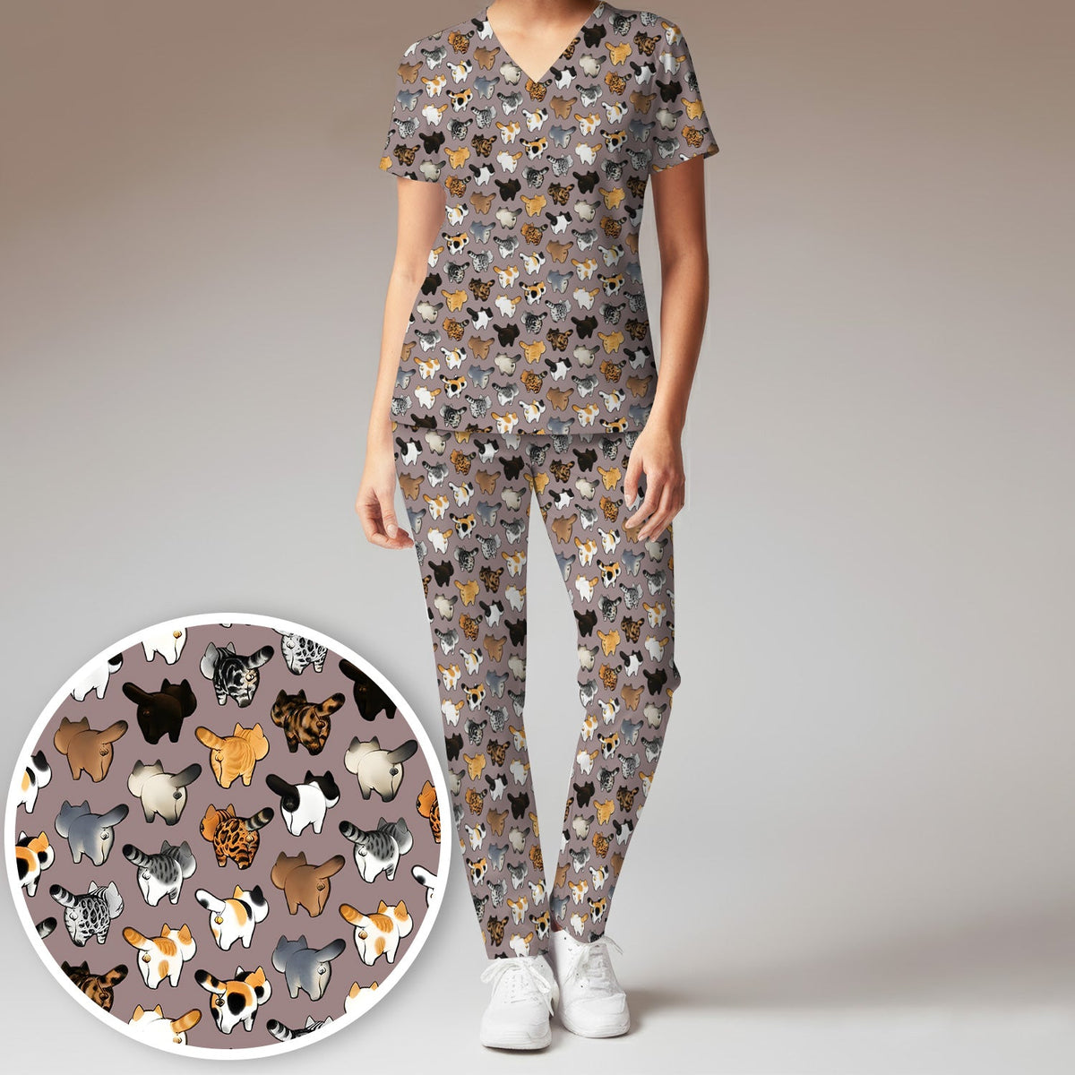 Cat Butt Nurse Scrub Set