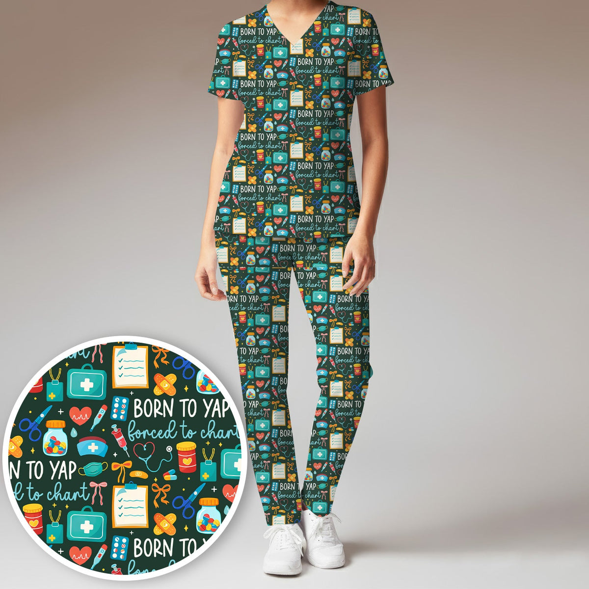 Born To Yap Medical Tools Nurse Scrub Set