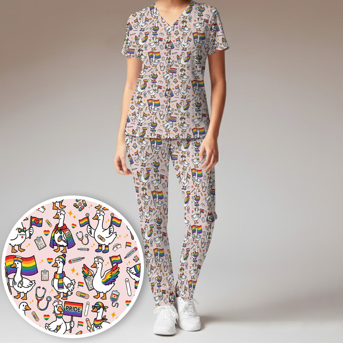 LGBT Pride Nurse Duck Scrub Set