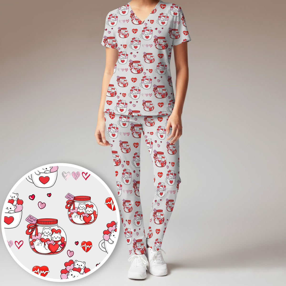 Cat Nurse Scrub Set - Valentines Day Gift