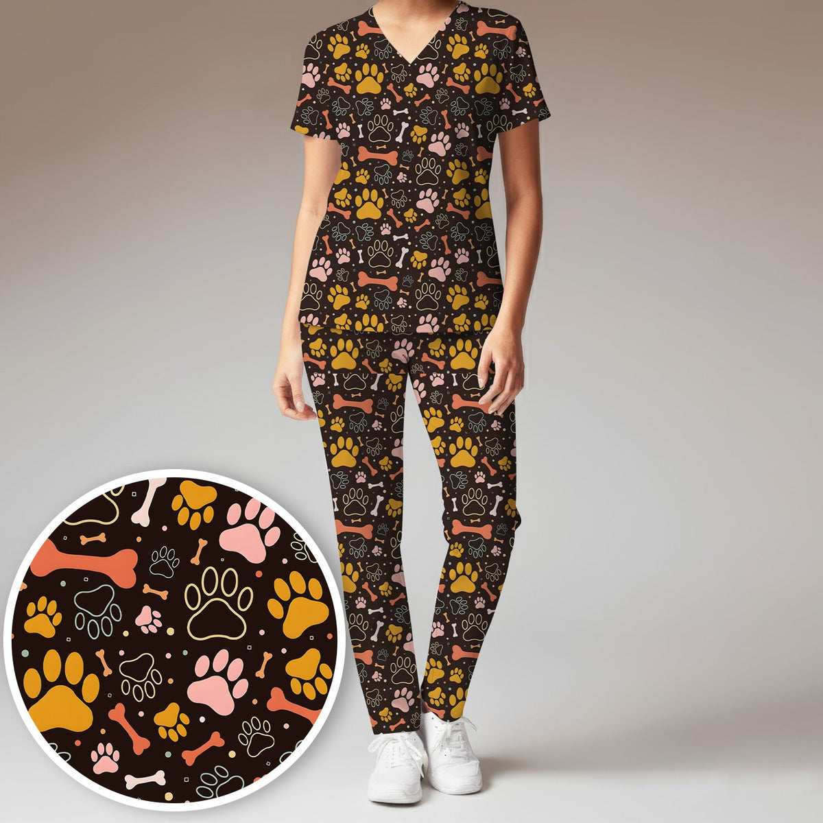 Paw Print Dog Nurse Scrub Set