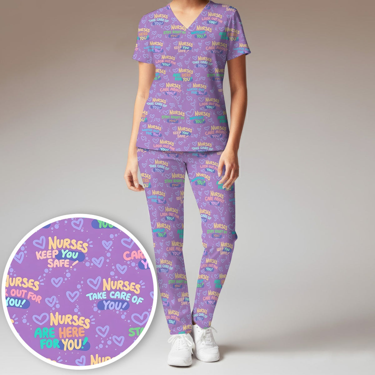 Nurse Quote Care Message Scrub Set