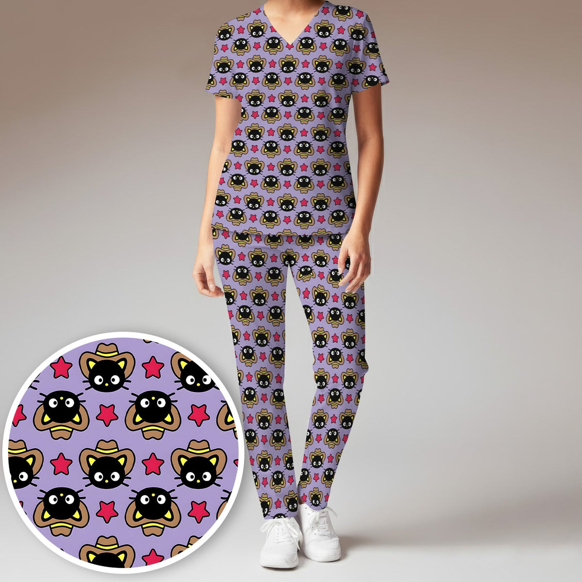 Cowboy Cat Nurse Scrub Set