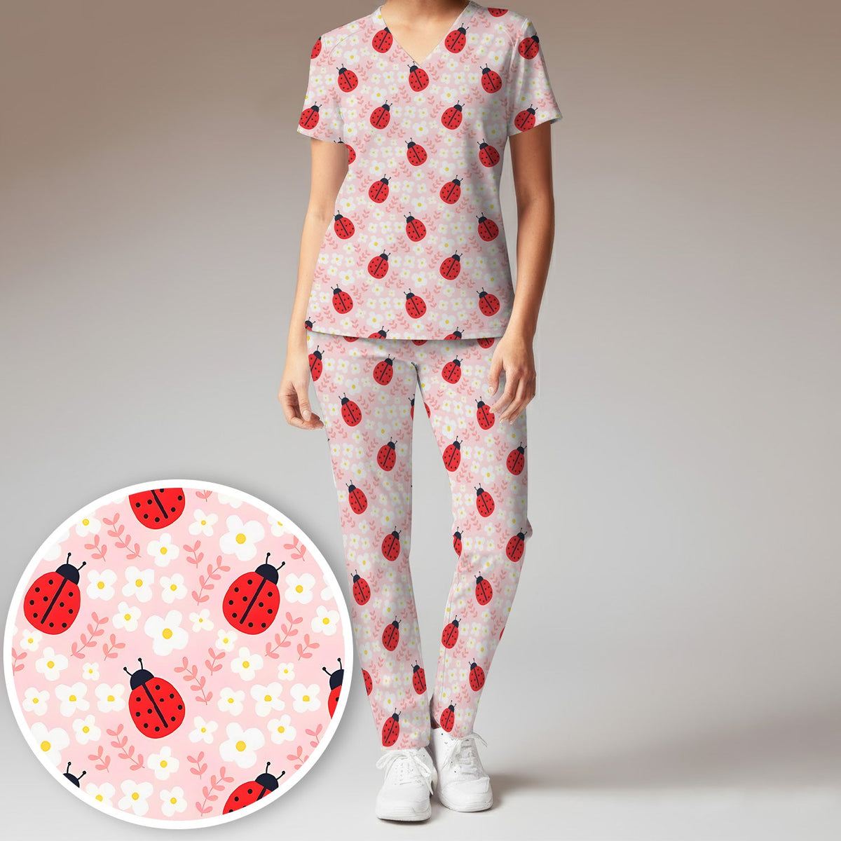 Ladybug Blossom Nurse Scrub Set