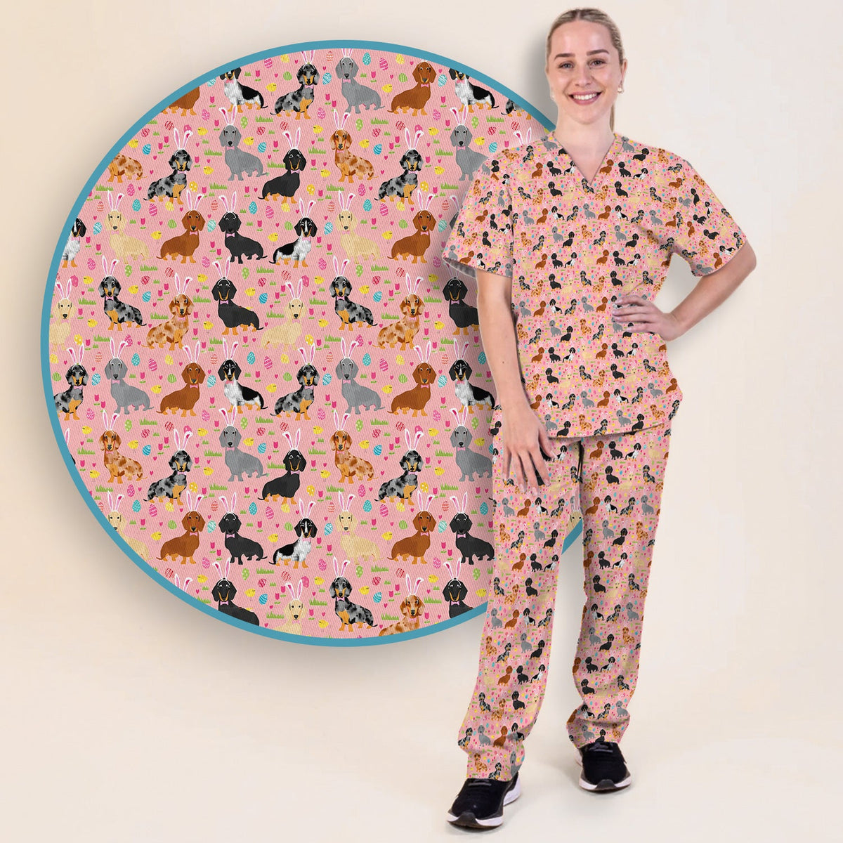 Dachshund Dog Nurse Scrub Set - Easter Gift
