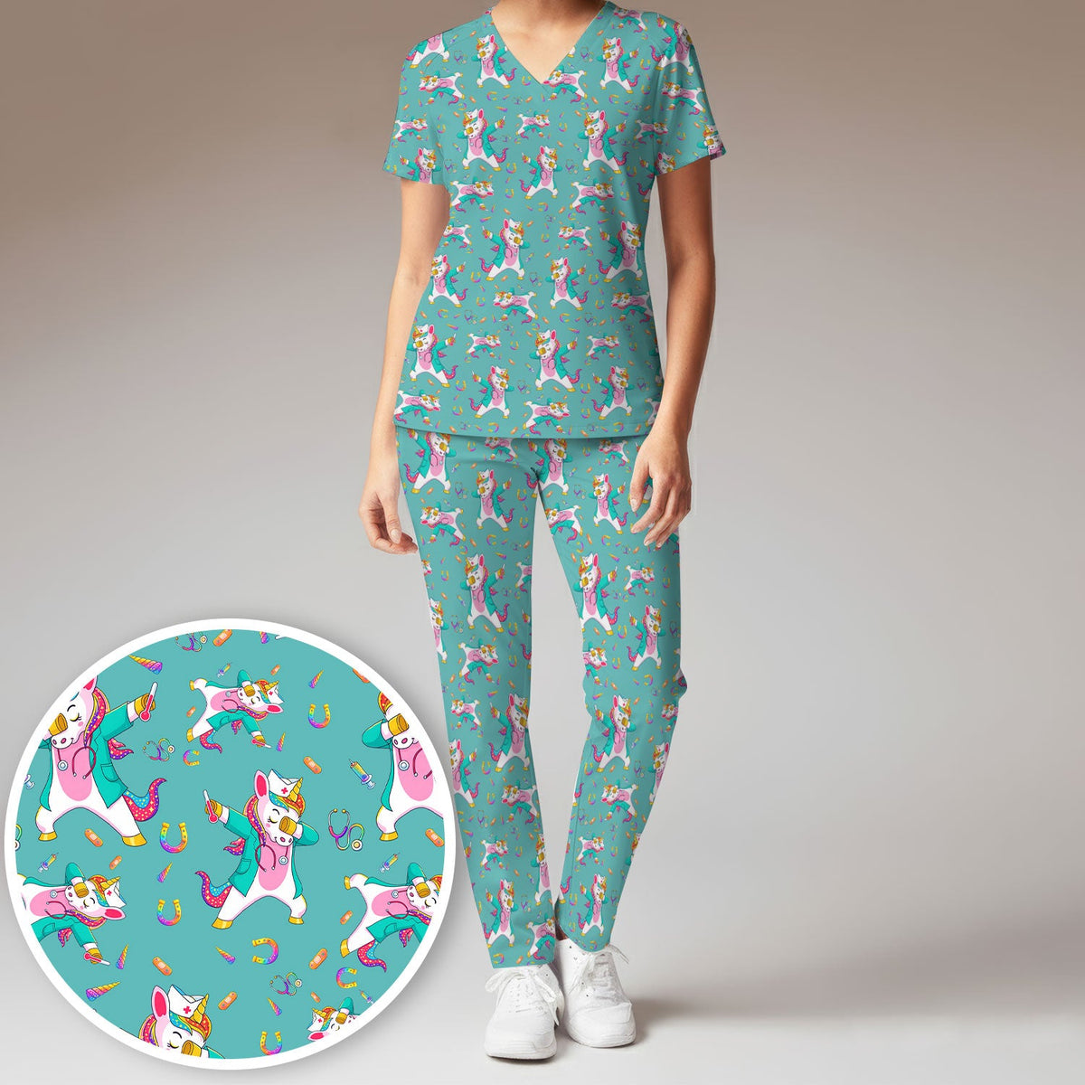 Unicorn Dance Nurse Scrub Set