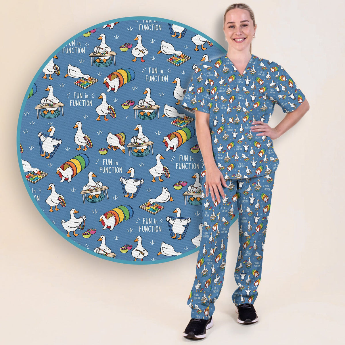 Fun In Function Occupational Therapy Duck Nurse Scrub Set