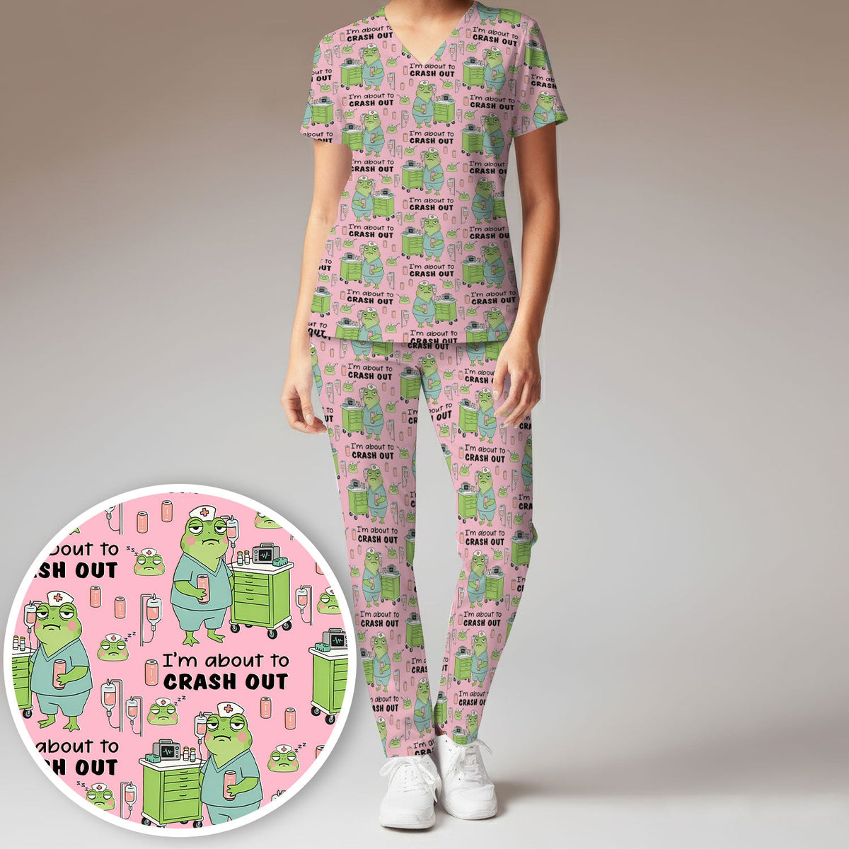 Crash Out Frog Nurse Scrub Set
