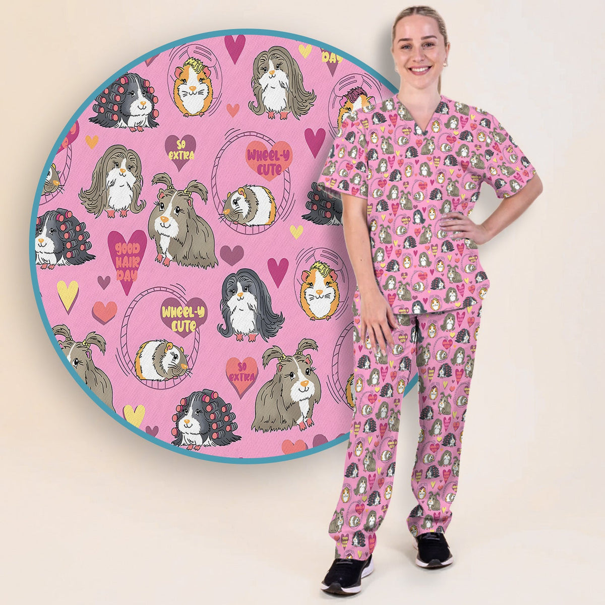 Guinea Pig Heart Nurse Scrub Set