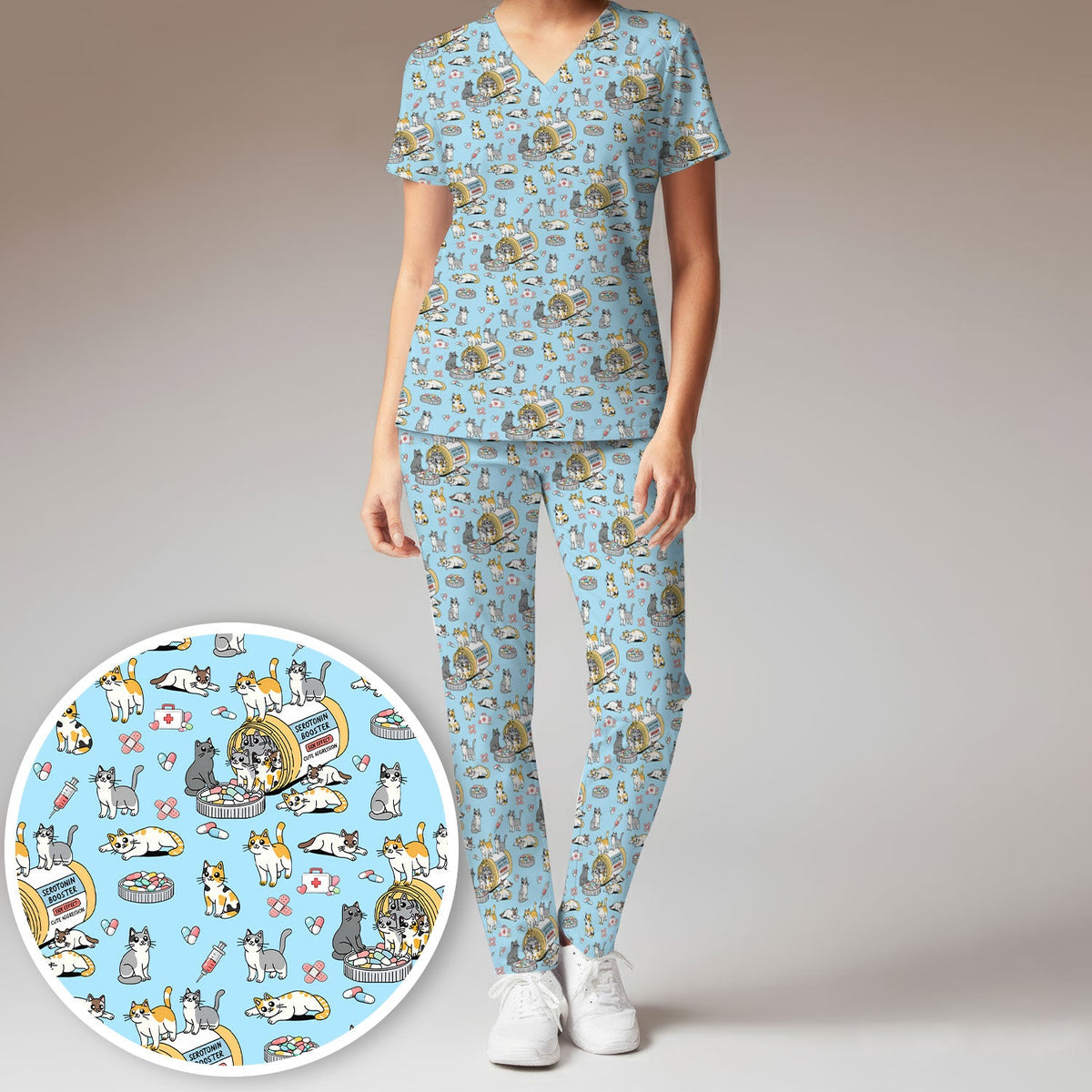 Cat Serotonin Booster Nurse Scrub Set
