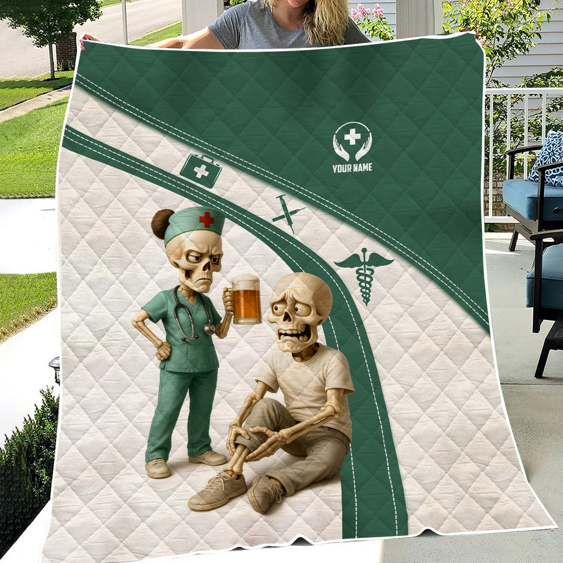 Personalized Sarcastic Skeleton Nurse Blanket