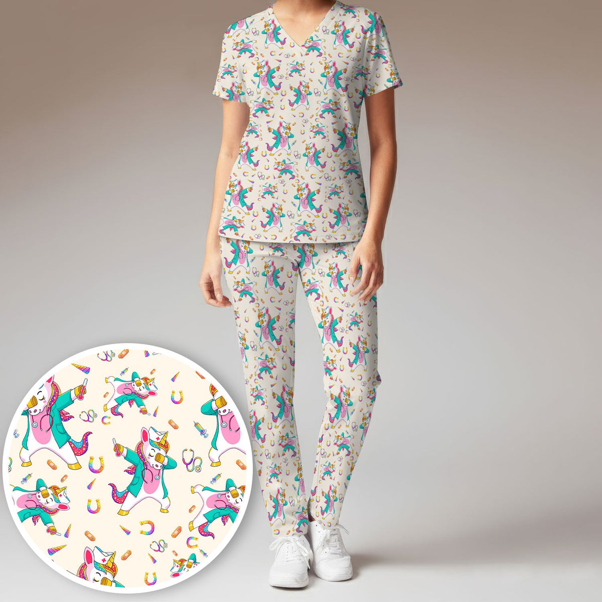 Unicorn Dance Nurse Scrub Set