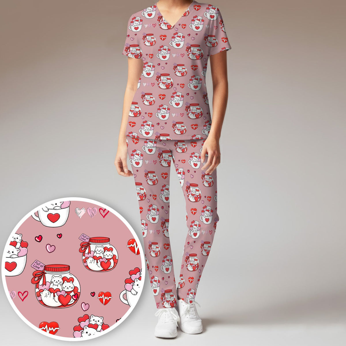 Cat Nurse Scrub Set - Valentines Day Gift