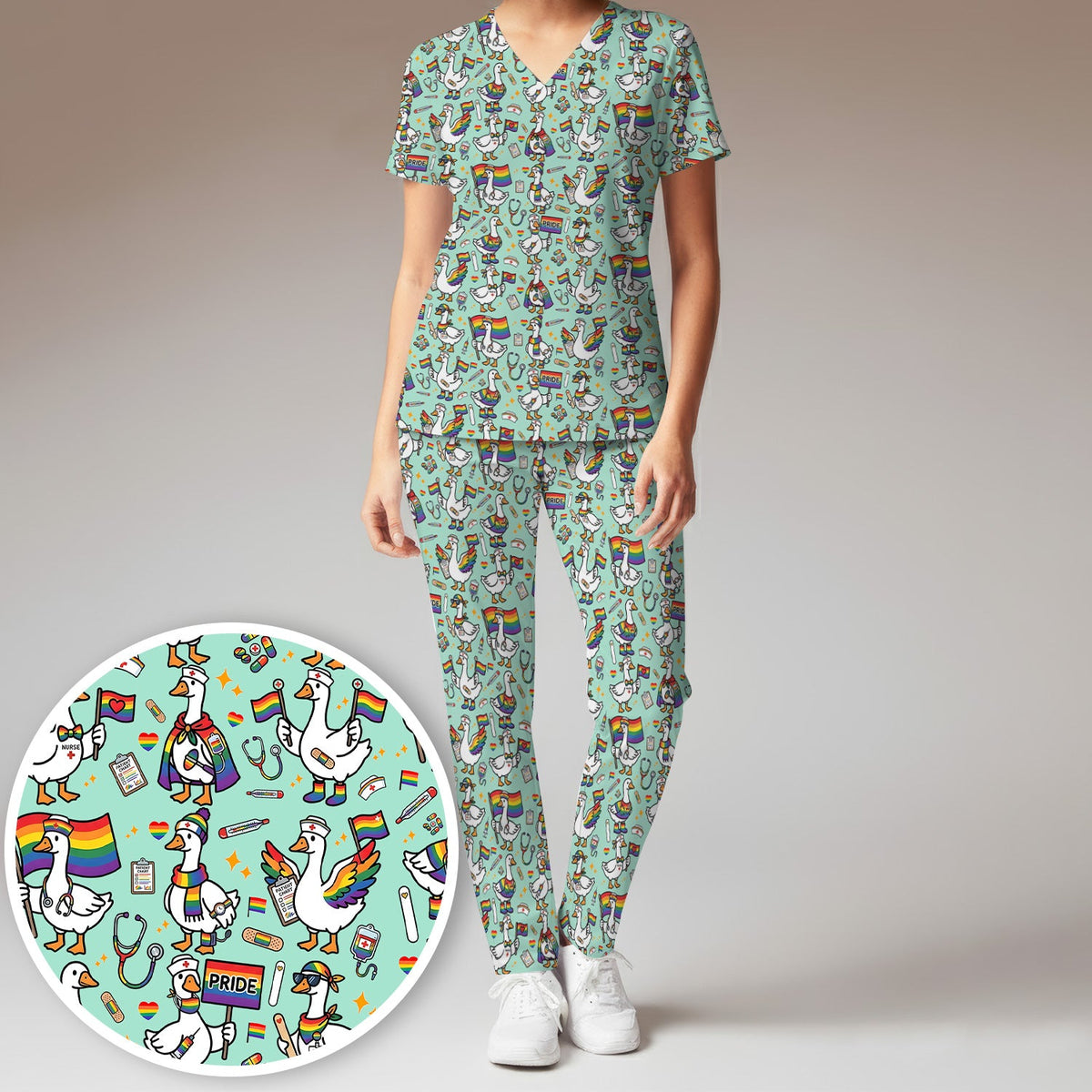LGBT Pride Nurse Duck Scrub Set