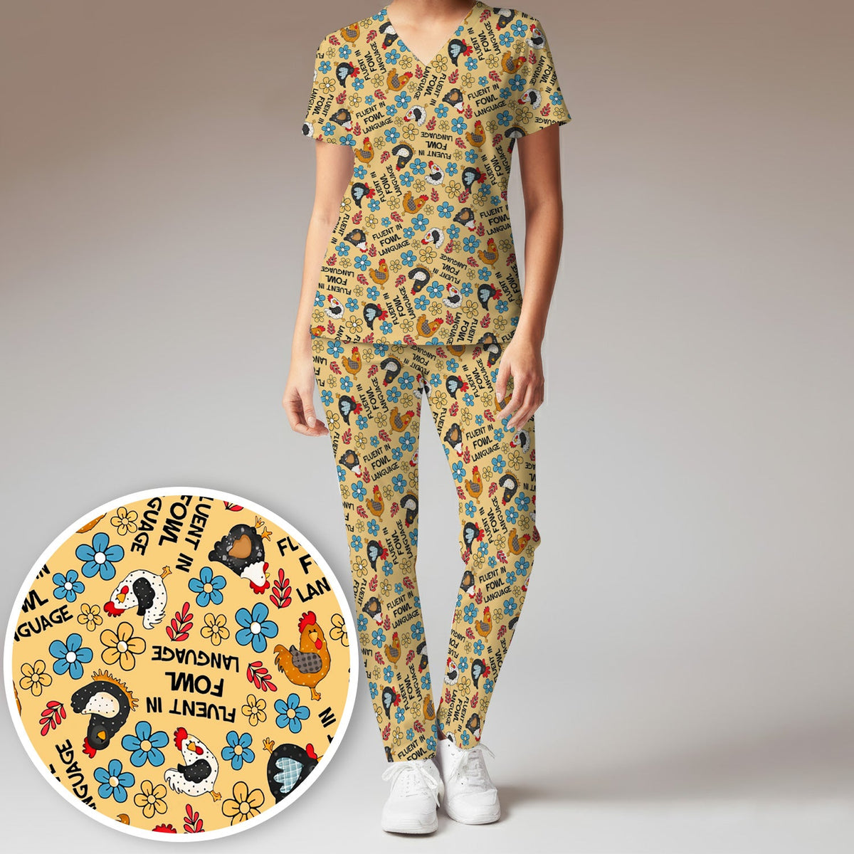 Fluent In Fowl Language Nurse Scrub Set